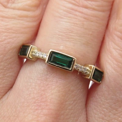 925 纯银镀金真铬透镜 & C Z 可堆叠戒指 尺寸 7 — 第 1/4 张图片