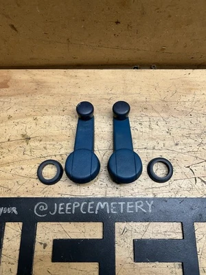 Juego de 2 bielas de ventana manuales OEM 84-96 Jeep Cherokee XJ Comanche MJ azul Foto 1 de 4