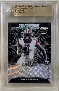 Trey Sermon 2021 Leaf Metal Draft 1/1 - Prueba de preproducción Wave Black - Imagen 1 de 2