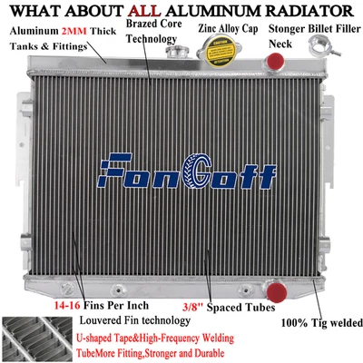 3Row Aluminum Radiator FIT 1973-1978 76 Dodge Coronet/Chrysler Newport 6.6L/7.2L Foto 1 de 4