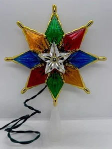 Weihnachtsbaumspitze Retro 8 Punkt Stern Mehrfarbig Facettiert Beleuchtet 8" - Bild 1 von 6