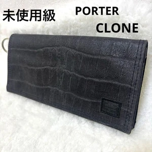 Porter Long Wallet Clone Crocodile Black Rare Used - Picture 1 of 12
