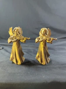 Paar 2 Stck. Depose Italien 5 Zoll Gold Harz Engel Figuren spielen Violinen EUC #163  - Bild 1 von 11