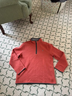 NWT Brooks Brothers Mens Orange Green Quilted 1/4 Quarter Zip Sweater L $128 - Image 1 of 4