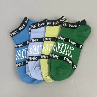 New Without Tags Victoria's Secret PINK Low Ankle Socks 4 Pairs cool colors - Image 1 of 4