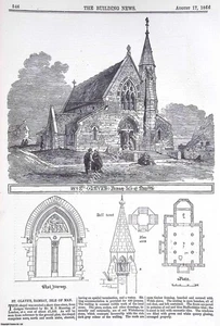1866 : ST. OLAVES, RAMSEY, ISLE OF MAN. AN ORIGINAL PAGE FROM THE BUILDING NEWS. - Picture 1 of 1