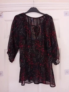 Ladies Black Long-sleeved Lightweight Top Size 12 - Picture 1 of 6