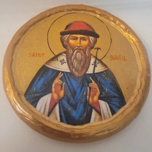 Basilius Basilius Gefäß seltene römisch-katholische und ostorthodoxe runde Ikone - Bild 1 von 5