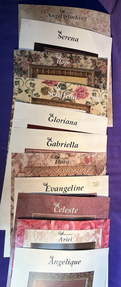 Lot of 11 Just Nan Angle cross stitch patterns STOCKING Hope ARIEL etc NO BEADS - Image 1 of 4