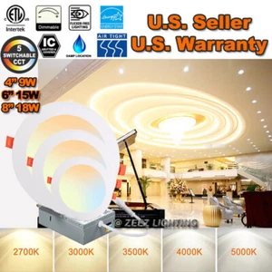 4/6/8-Inch LED Recessed Lighting 5CCT Down Lights Canless Ceiling Light+Junction - Picture 1 of 45
