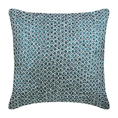 Square Decorative Pillow Cover Blue 16"x16", Home Decor Silk - Metal Daze - Image 1 of 3