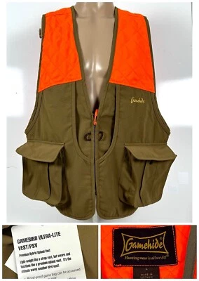 Gamehide Men's Ultra-Lite Upland Hunting Gamebird Vest Size Large Tan Orange NEW - Image 1 of 4