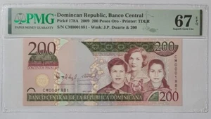2009 Dominican Republic 200 Pesos PMG67 EPQ SUPERB GEM UNC 【P-178A】@ Low No.1881 - Picture 1 of 4