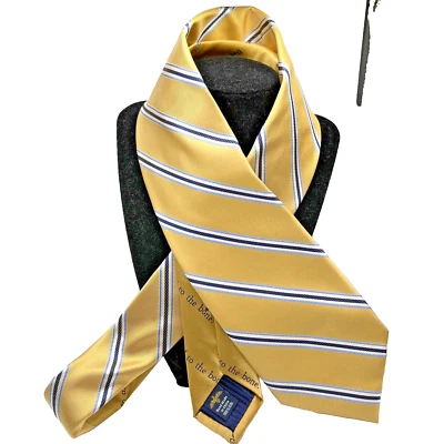 Corbata para hombre Eagle Shirtmakers Tie Bad to the Bone azul marino dorado a rayas Foto 1 de 4