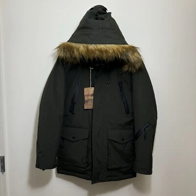 Vintage NWT Schott Nyc Goose Down Puffer Jacket Fur Hood S Military Green Coat - Image 1 of 4