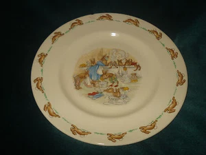 Royal Doulton Easter Bunnykins 7" Plate "Bath Time" 1936 English Fine Bone China - Picture 1 of 12