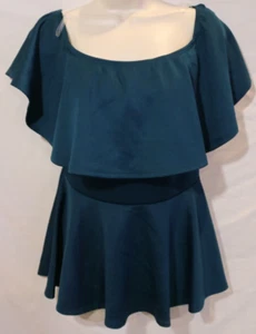 Find Me schulterfreie Damen-Strickbluse türkisfarben Oberteil Übergröße 1X neu mit Etikett - Bild 1 von 4