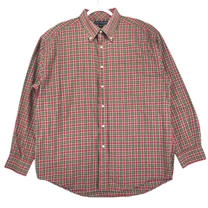 Tommy Hilfiger Flannel Shirt Men's XL Red Green Cotton 1 Pocket Long Sleeve - Picture 1 of 8