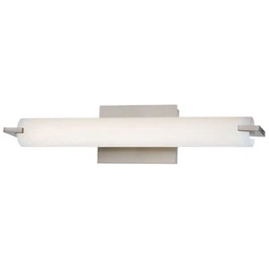 Tube LED Brushed Nickel And Etched Opal Glass Bath Light Wall Light $325 - Picture 1 of 3