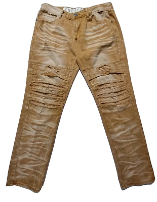 ENCRYPTED Supply Men's Stylish Faded Distressed Stone-washed Jeans Straight Leg - Image 1 of 4