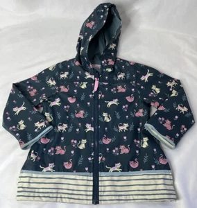 Stephen Joseph Kids Rain Coat Size 4/5 Cats Kitties Lined Zipper Hood Pockets - Picture 1 of 18