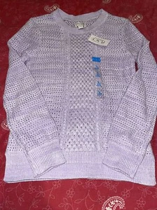CHILDRENS PLACE Girl’s 10/12 Purple Lavender Long Sleeve Open Cable Knit Sweater - Picture 1 of 5