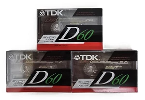 3PK TDK D60 High Output Normal Bias Low Noise Blank Audio Cassette Tape - Picture 1 of 4