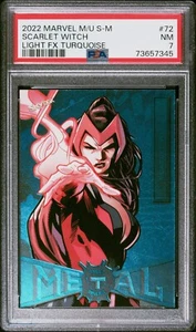 PSA 7! 2022 Marvel Metal Universe Spider-Man - Scarlet Witch Turquoise /50 - Picture 1 of 2