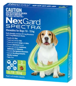 NEXGARD SPECTRA Dogs 7.6-15kg 3 Pk & 6Pk Flea Tick Treatment Pet Dog Chewable - Picture 1 of 14