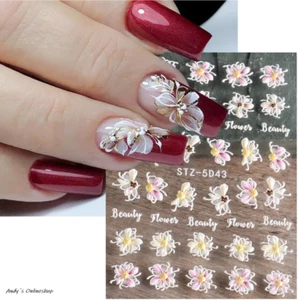 Nagel Design Nagelfolie 3D Art Blumen Sticker Nail Selbstklebend Studioqualität - Bild 1 von 2