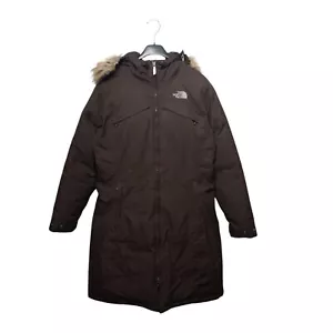 The North Face Brown Fur Trim Hooded Goose Down HyVent Parka Coat - Size M - Picture 1 of 14
