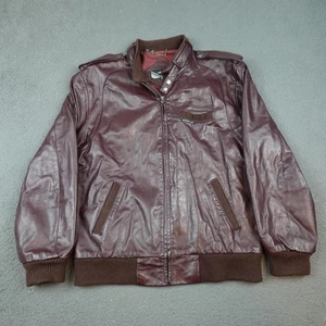 Vintage Members Only Jacke Herren 44 L Burgund Leder Bomber Moto 80er Korea - Bild 1 von 13