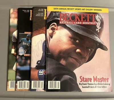 Lot of 4 Beckett Baseball Card Monthly Magazine-1996-Thomas,Griffey,Piazza,Smith - Image 1 of 4