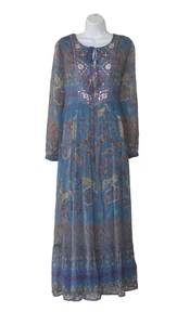 A8 NEW SOFT SURROUNDINGS Embroidered Tasseled Ties Mirapani Dress Size L $170 - Picture 1 of 6