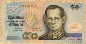 THAILANDIA 50 Baht 1997 P-102a (1) Re Rama IX, banconota, UNC - Foto 1 di 2