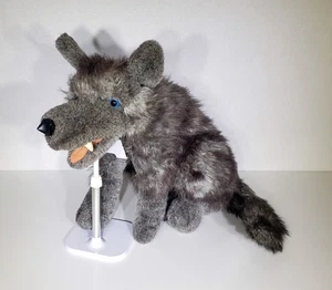 Large Folkmanis BIG BAD WOLF Halloween Puppet Stuffed Plush Toy Blue Eyes 20"EUC - Picture 1 of 11