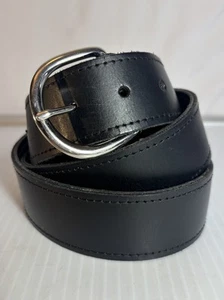 Mens Black Leather Money Belt Hidden Cash Dress Sz 36 Zip Up - Picture 1 of 10