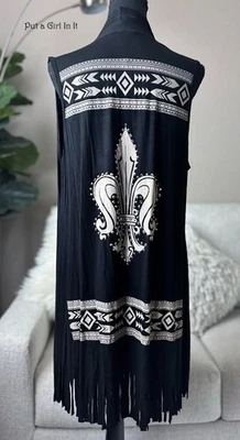 Nova CAMISA COLETE ASTECA FLORAL DE LIS PRETA ENFEITADA FEMININA VOCAL APPAREL GG - Imagem 1 de 4