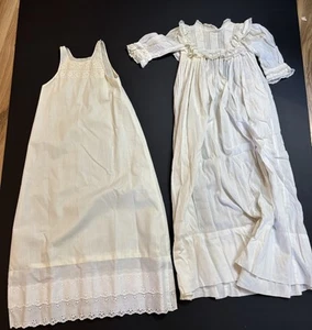 Vtg Antique Baby Christening Baptism Gown Smocked Lace Handmade - Picture 1 of 6