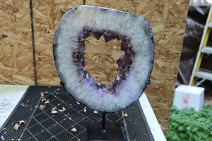 Alto 14,0 pulgadas Muy Hermoso Muy Excelente Calidad Geoda Amatista Rebanada/Anillo - Imagen 1 de 6