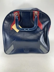 VINTAGE Brunswick Bowling Ball Tasche Tri Color Blau Rot Single Vinyl Kunstleder - Bild 1 von 12