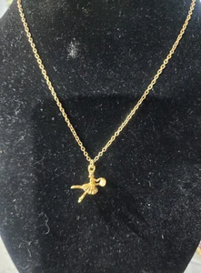 Vintage Gold Tone Necklace with Ballerina Pendant - Approx 14" holding pearl - Picture 1 of 5