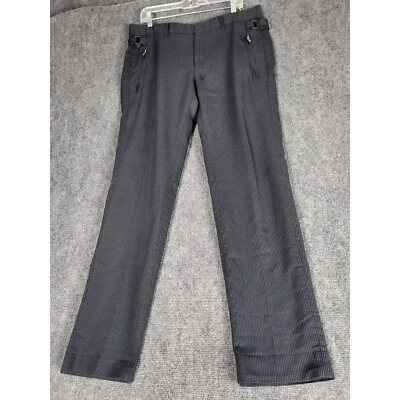 Armani Exchange Pinstripe Dress Pants Men Sz 33 Reg Slim Fit Zipper Accents Work - Image 1 of 4