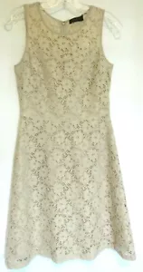 Vestido Vaina The Limited Beige Dorado Metálico Encaje Sin Mangas Talla 0 Nuevo con Etiquetas - Imagen 1 de 5