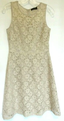 Vestido Vaina The Limited Beige Dorado Metálico Encaje Sin Mangas Talla 0 Nuevo con Etiquetas Foto 1 de 4