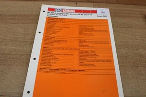 Yamaha RD200DX 1E8 1979 Inspektionsblatt Daten und Füllmengen xz1915 - Picture 1 of 1