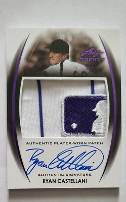 1/1 2014 Leaf Trinity PURPLE Ryan Castellani WORN LOGOMAN PATCH AUTO RPA RC - Image 1 of 4