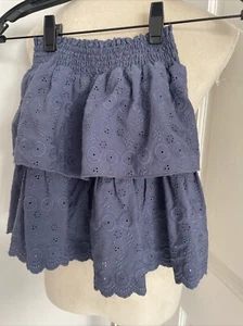 Aqua Girls Cotton Eyelet Smocked Short Skirt Blue Size S 7/8 Holiday Outfit - Picture 1 of 9