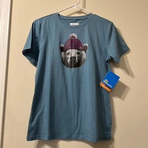 Columbia Camiseta Gráfica Top Azul Oso Gorro Omni Tono TALLA S/P - Imagen 1 de 8
