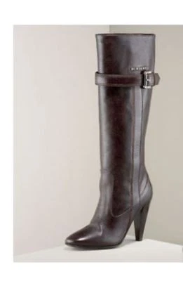 Botas Burberry Marrón Chocolate Cuero Grano Brillante Hebilla hasta la Rodilla Correa 11 41 Foto 1 de 4